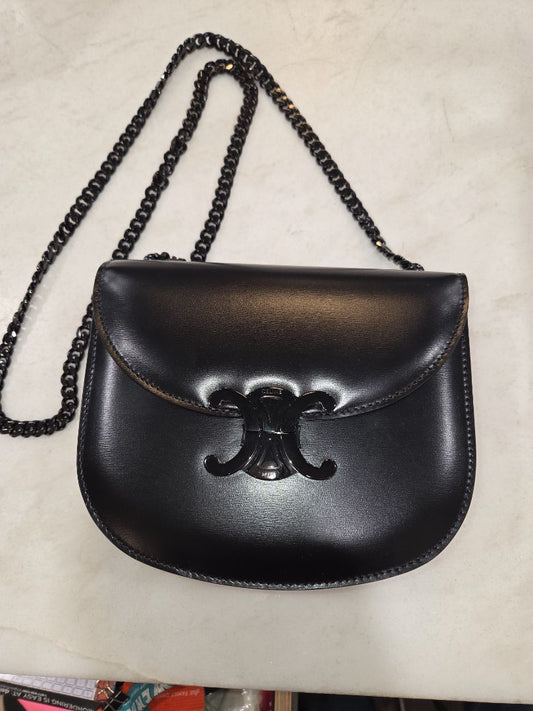 Celine Black Teen Arc de Triomphe Black Logo Handbag
