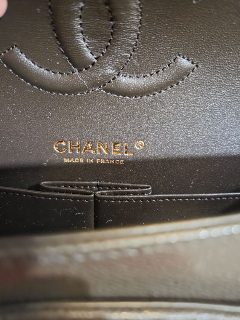 Chanel Dark Brown Caviar Quilted Gold-Tone Metal Classic 11.12 Handbag