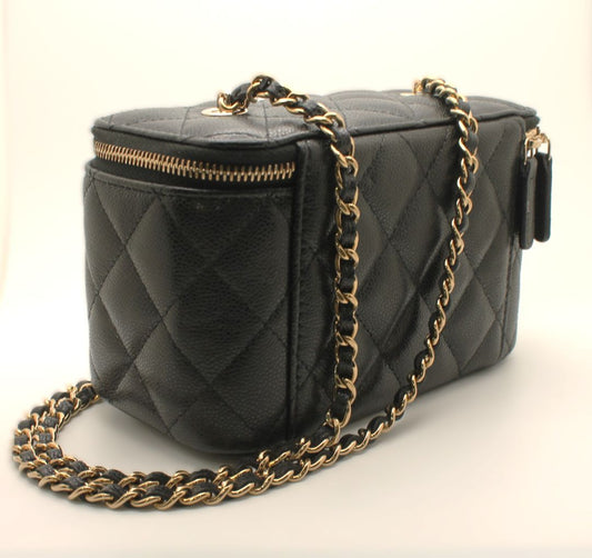 Chanel Black Caviar Quilted Small NWT Vanity Case