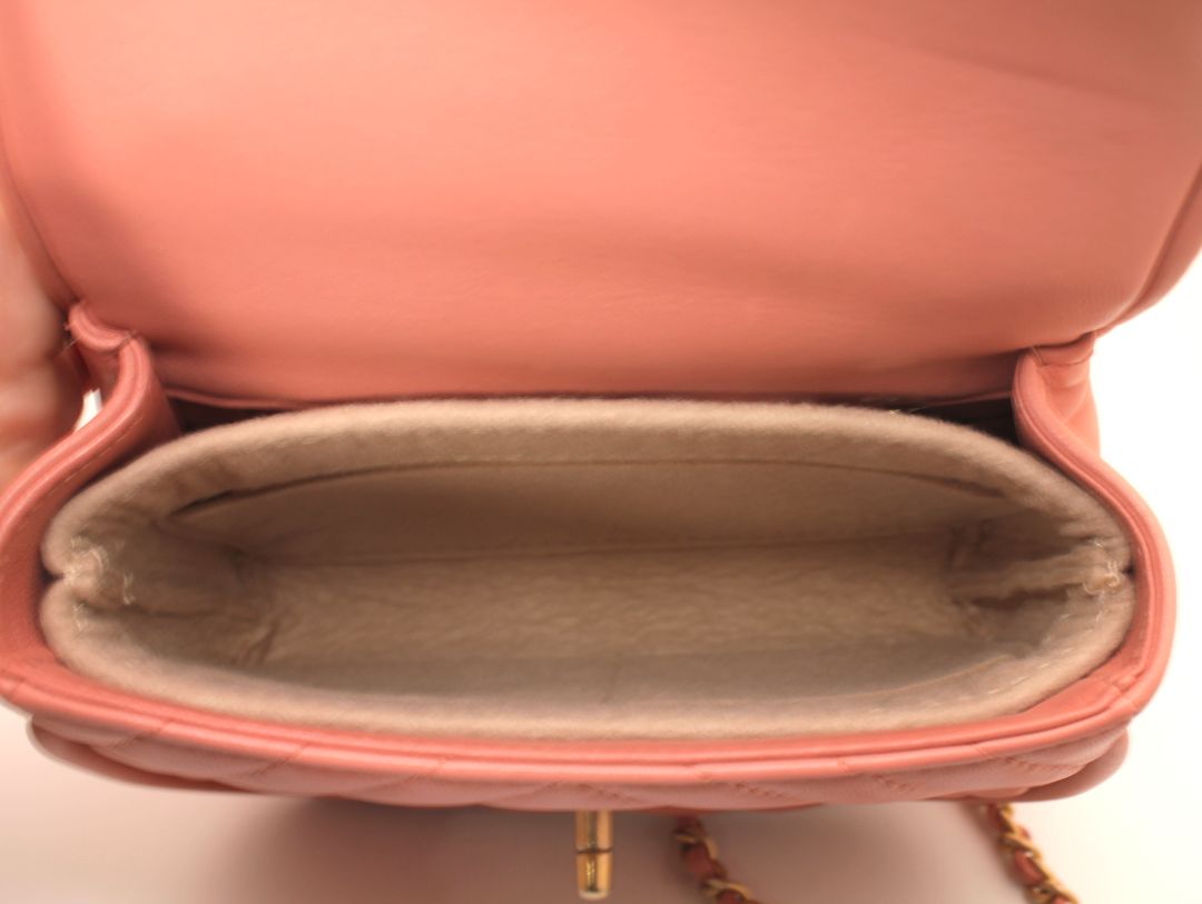 Chanel Pink Lambskin Leather Chevron Top Handle Bag