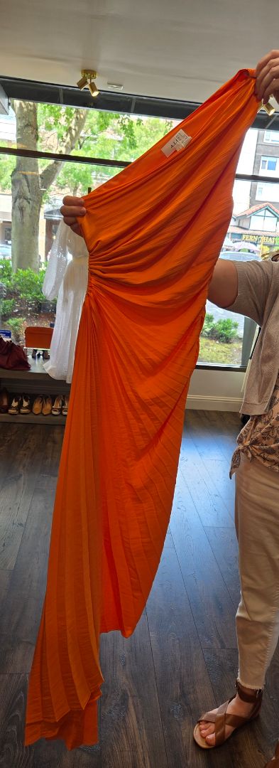 alc orange maxi dress Lou Satin and Lace Midi Dress