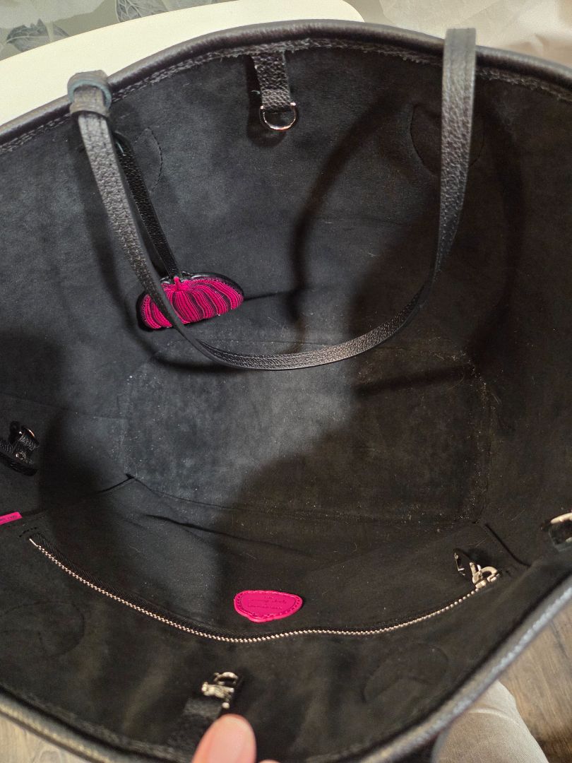 Louis Vuitton Black Hot Pink x Yayoi Kusama Monogram Empreinte Leather Neverfull MM