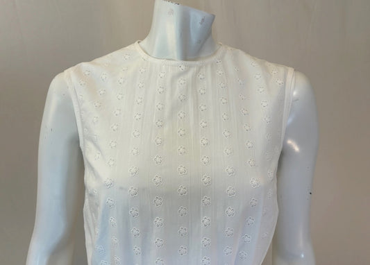 Calvin Klein Runway White Cotton Eyelet Dress, S