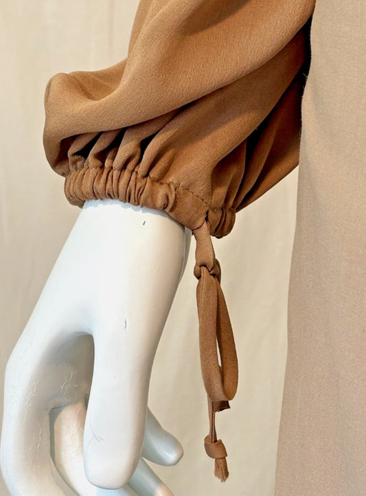 MaxMara Tan Peasant Sleeve Dress, 38