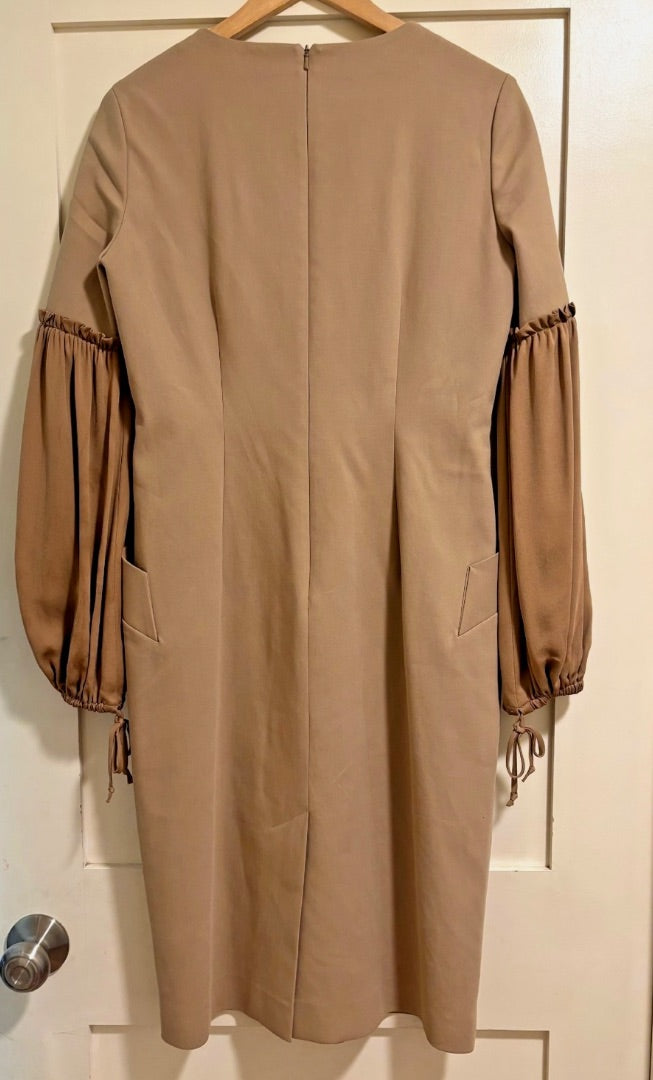 MaxMara Tan Peasant Sleeve Dress, 38