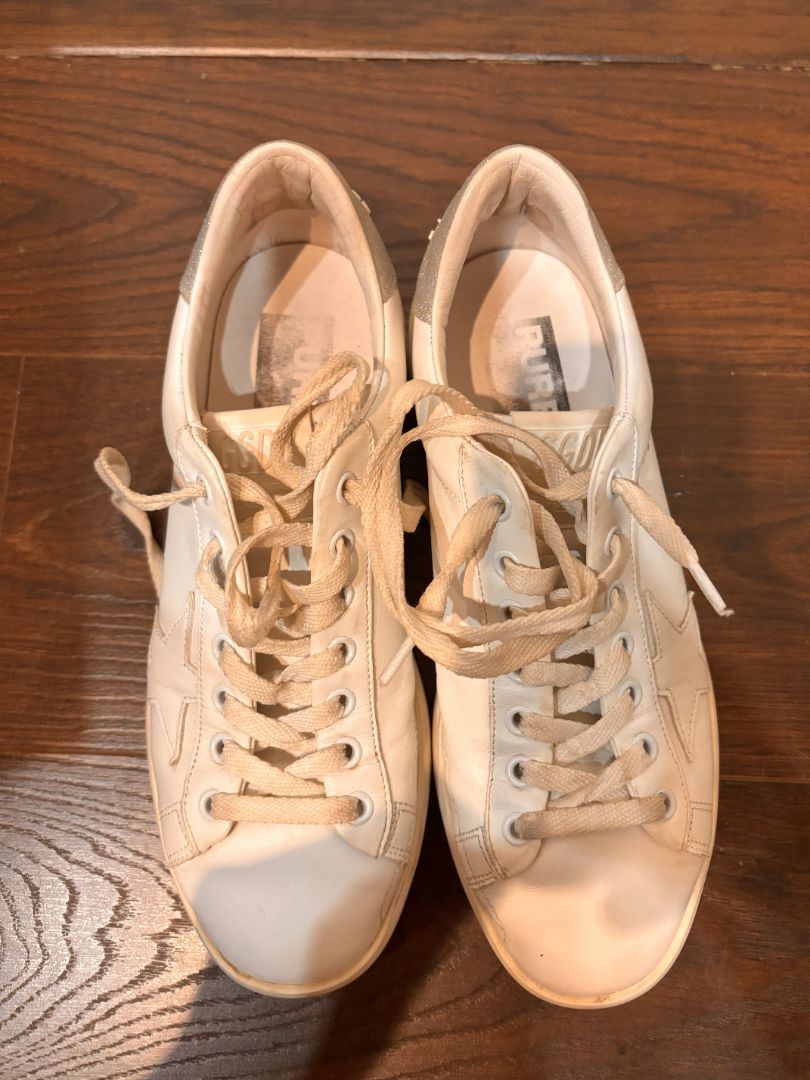 Golden Goose White Silver Pure-Star Leather Sneakers, 38