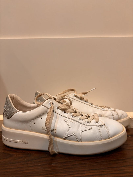 Golden Goose White Silver Pure-Star Leather Sneakers, 38