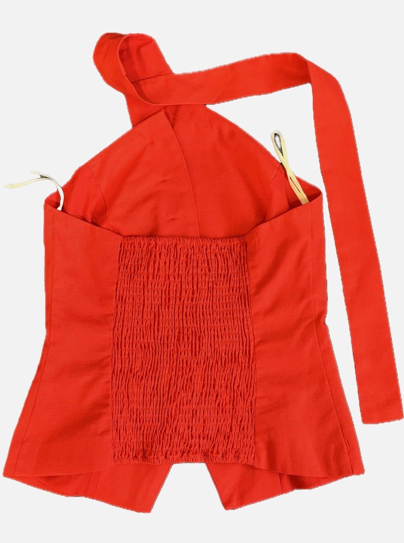 Commense Red Linen Blend Halter Vest NWT Top, S
