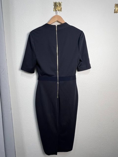 Ted Baker Black Navy Norraa Fantasia V-Neck Bodycon Sheath Dress, 2 (US 4/6)