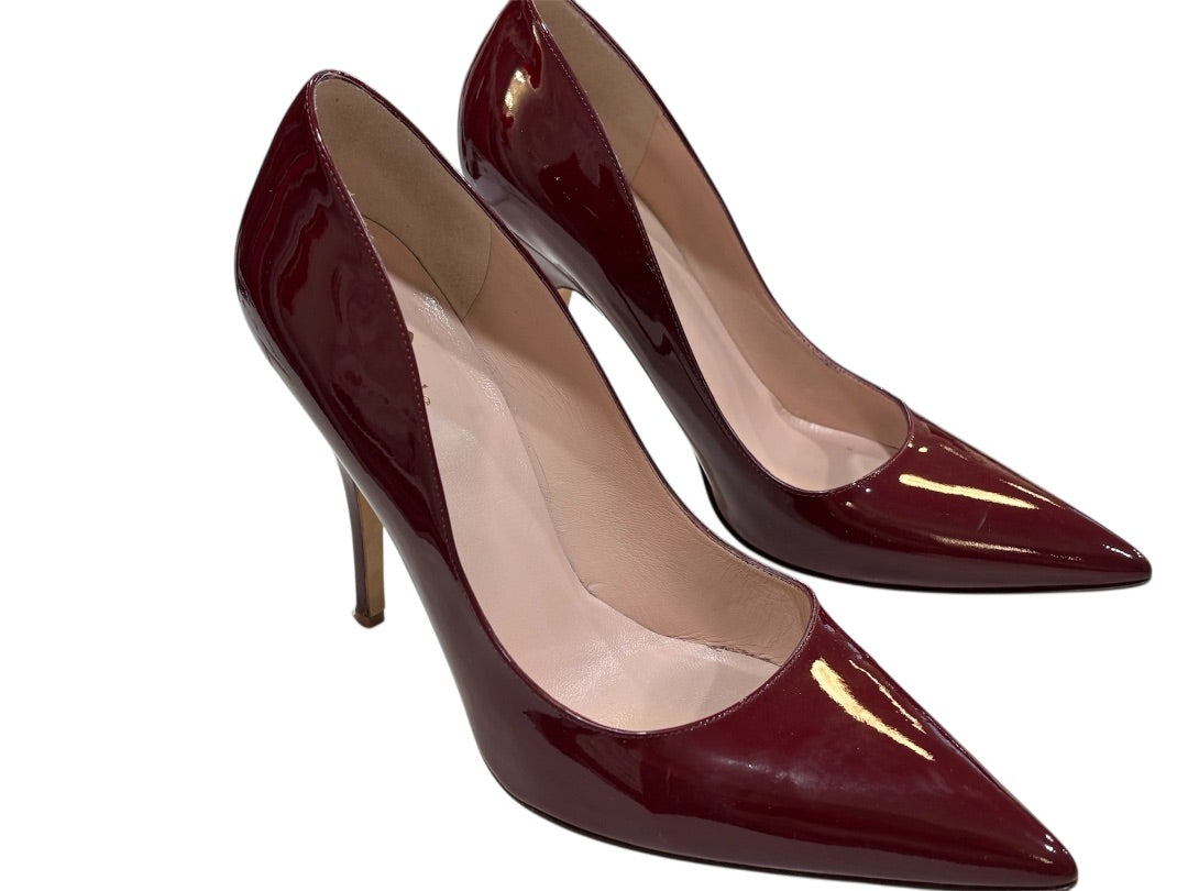 Kate Spade Dark Red Patent Leather Heels, 9.5