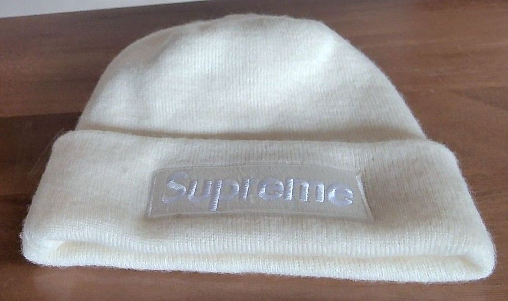 New Era x Supreme Ivory Knit Beanie, O/S