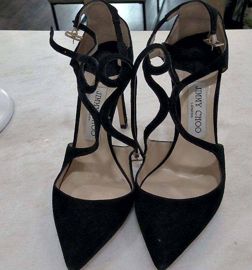 Jimmy Choo Black Suede Lancer 100 Heels, 36.5