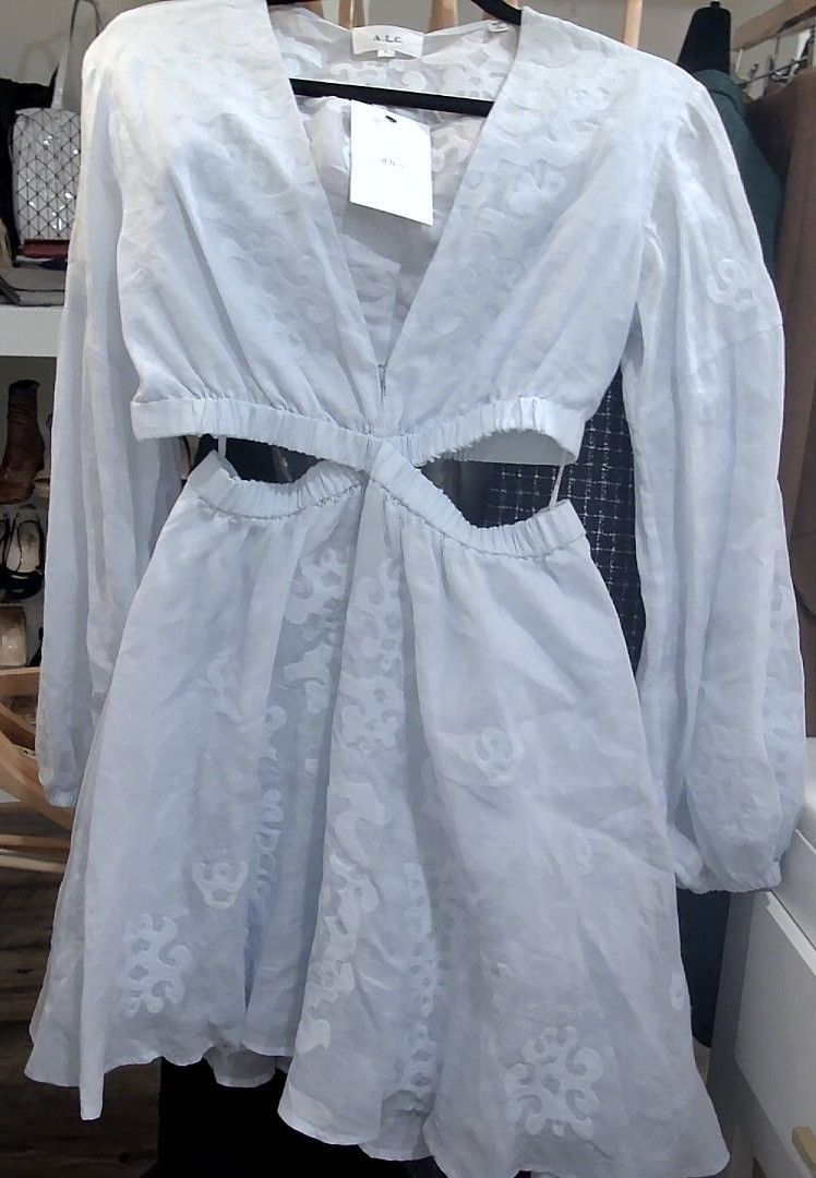 A.L.C. Light Blue Irene Embroidered Cut Out NWT Mini Dress, 6