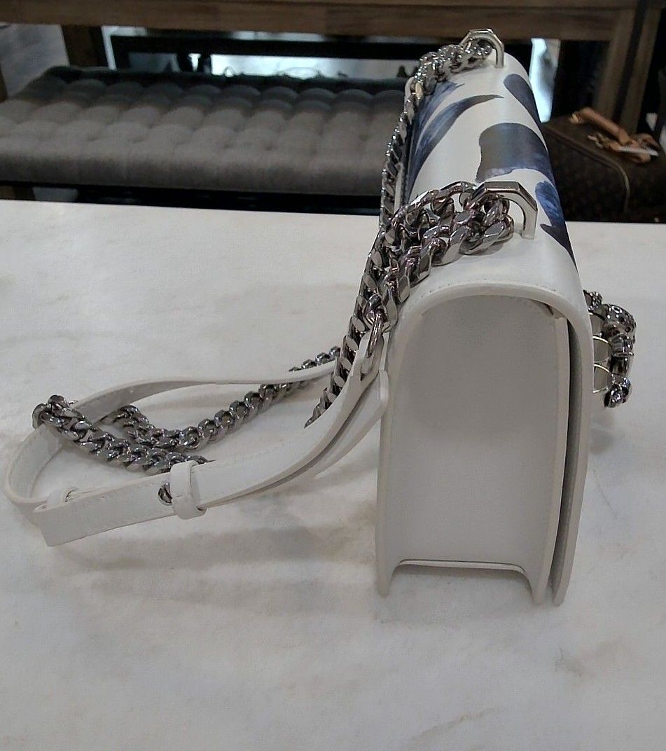 Alexander McQueen White Flower Printed Jewelled Knuckle Satchel Handbag, None