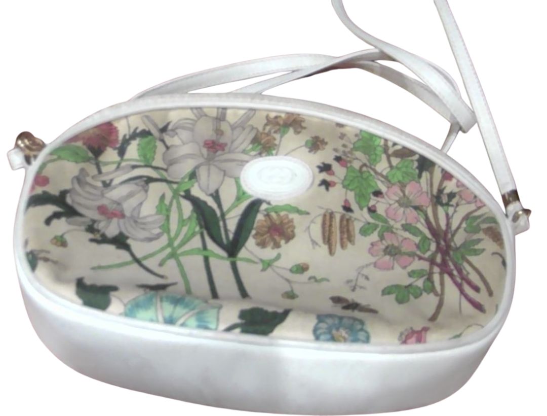 Gucci Multi-Color Flora Canvas Shoulder Bag Ivory Leather Trim Crossbody