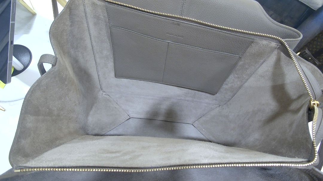 Celine Dark Taupe Pebbled Leather Tri-fold Medium Tote