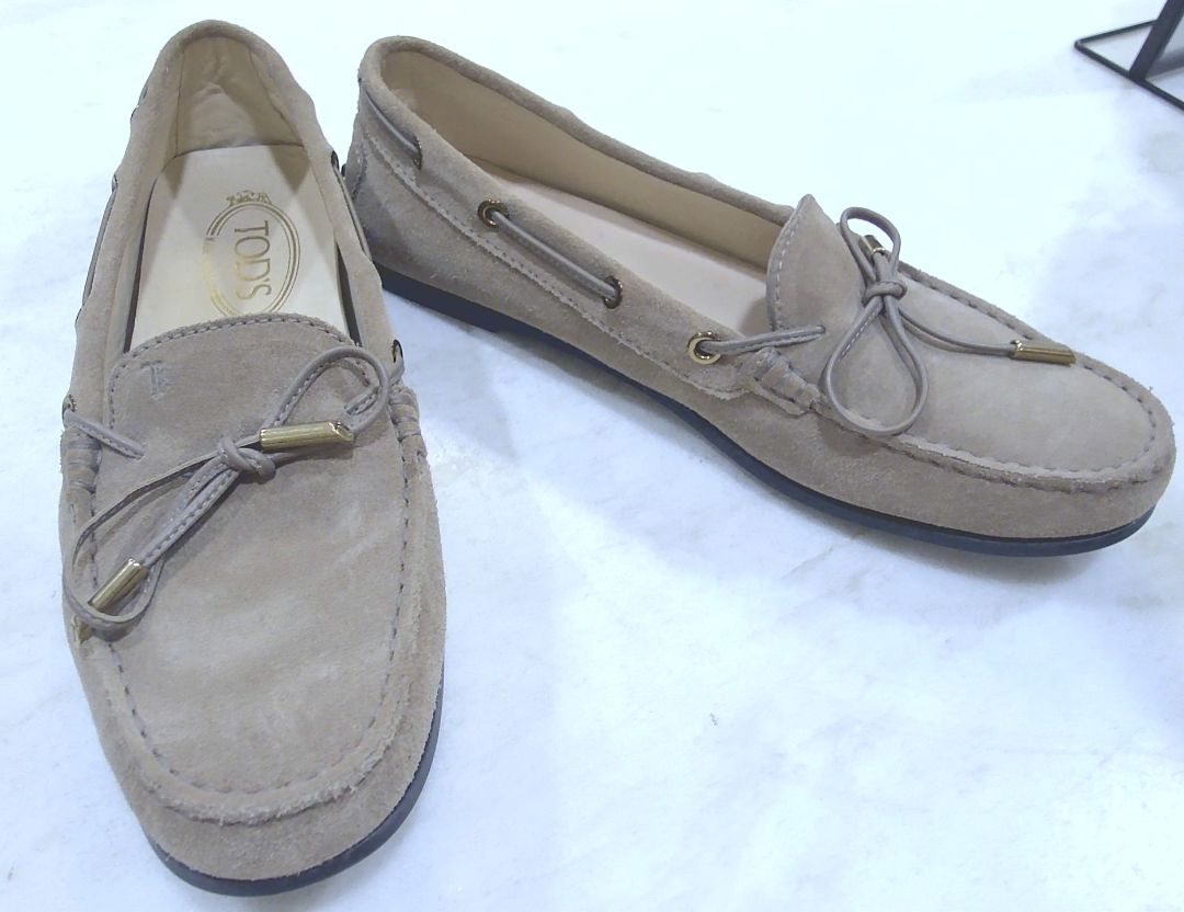 Tod's Tan Suede City Gommino Driving Shoes, 39