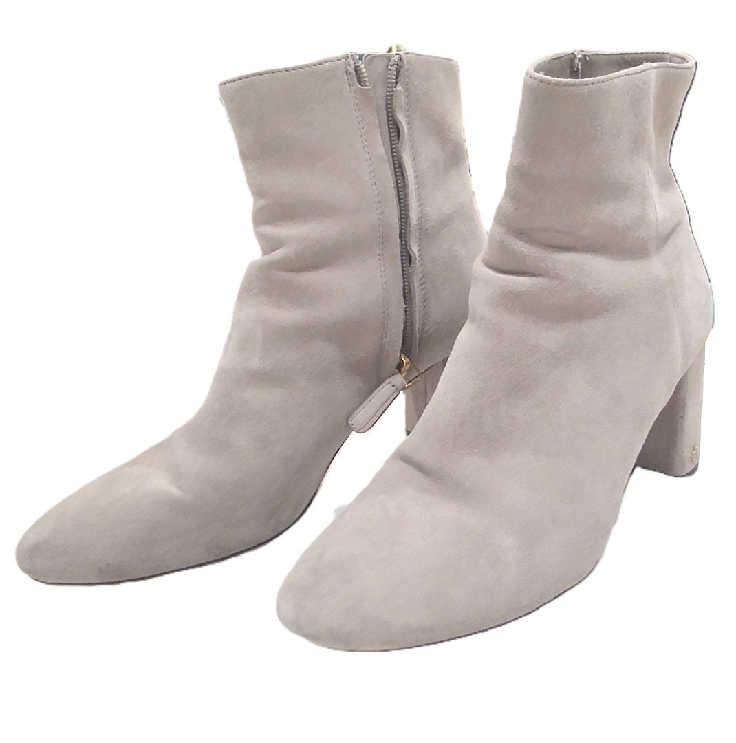 Tory Burch Taupe Brooke Suede Block Heel Ankle Boots, 8