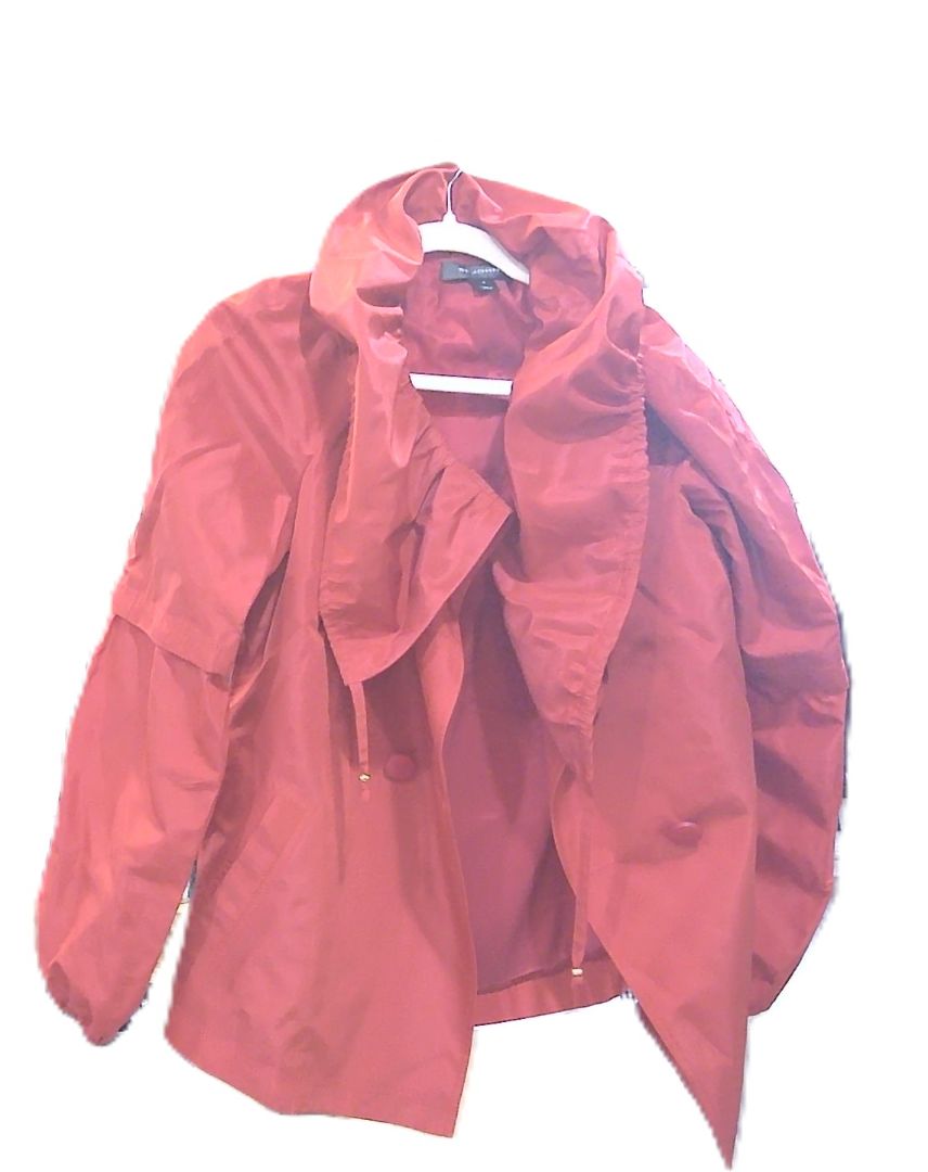 St. John Red Ruffle Collar Double Breasted Jacket, 8