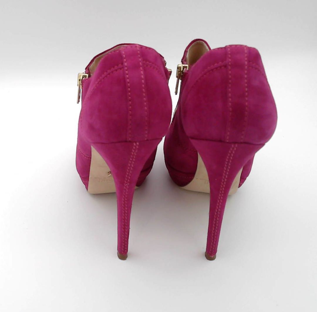 Jerome Rousseau Magenta Suede Side Zipper Ankle Booties, 36.5