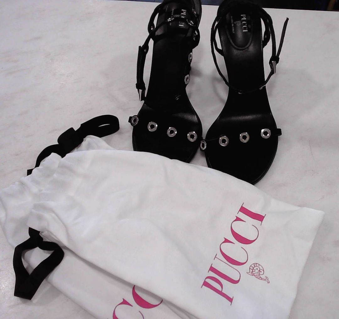 Pucci Black Emilio 55mm Sculpted Heel Sandals, 38
