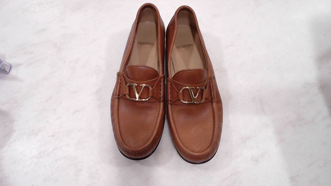 Valentino Garavani Tan VLogo Signature Leather Loafers, 38.5