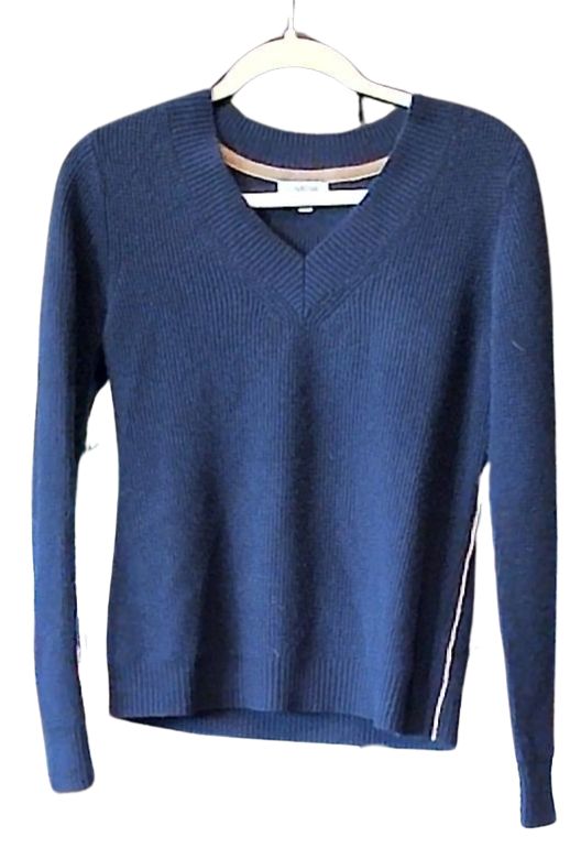 Kincross Cashmere Navy Knit V-neck Sweater, S
