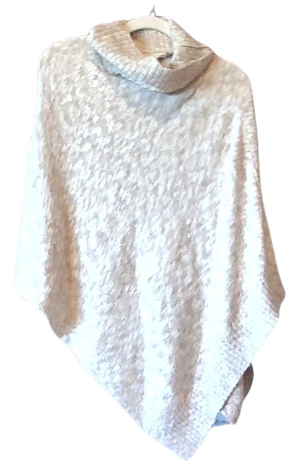 Eileen Fisher Brown Ivory Organic Cotton & Baby Alpaca NWT Poncho, O/S