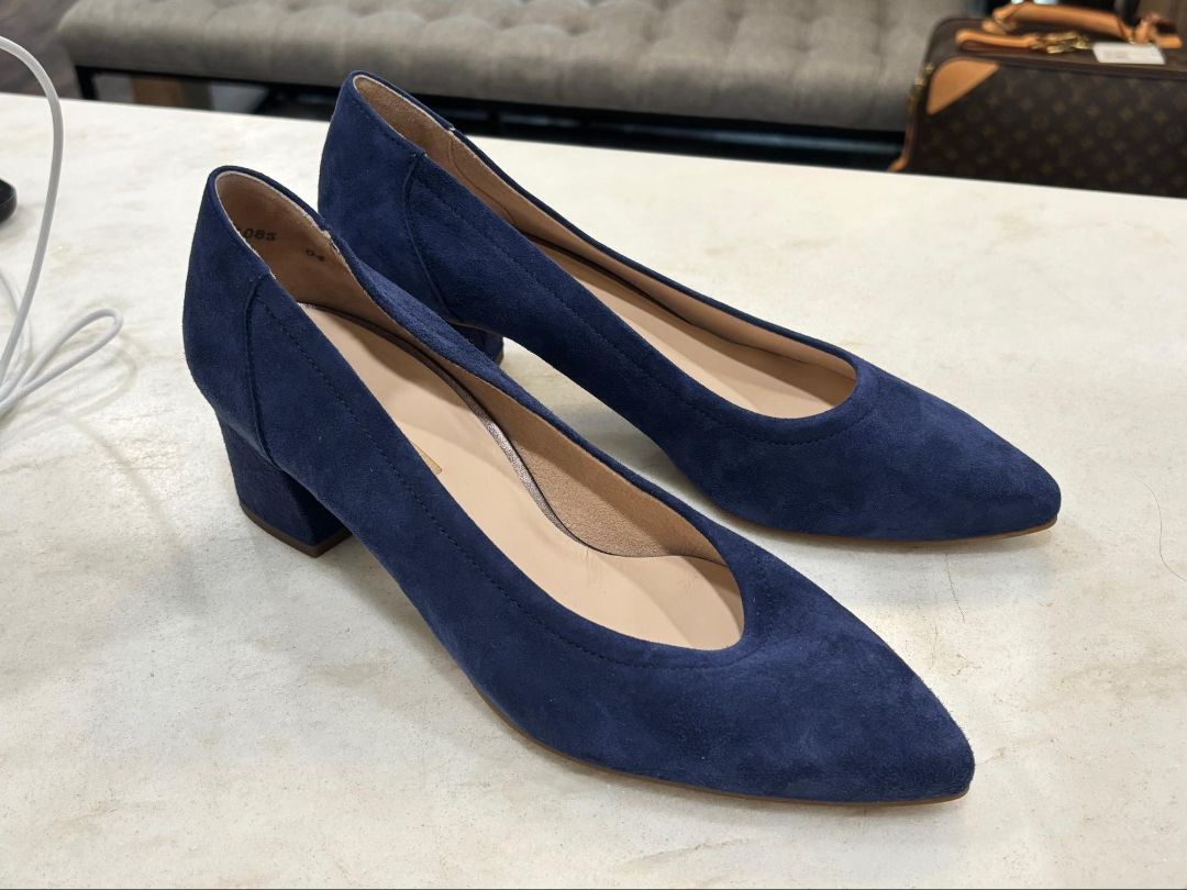 Paul Green Blue Tammy Suede Block Heel NWT Pumps, 5 1/2