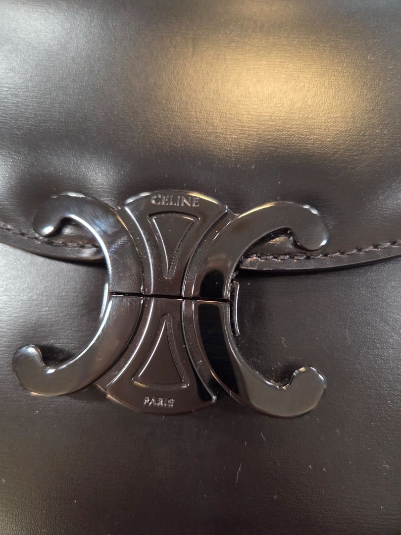 Celine Black Teen Arc de Triomphe Black Logo Handbag