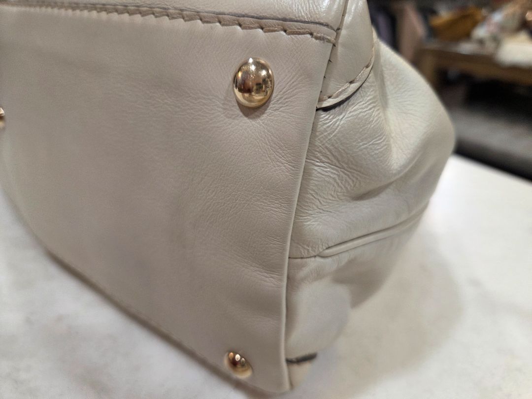 Gucci Ivory Leather Horsebit Nail Boston Handbag, Medium