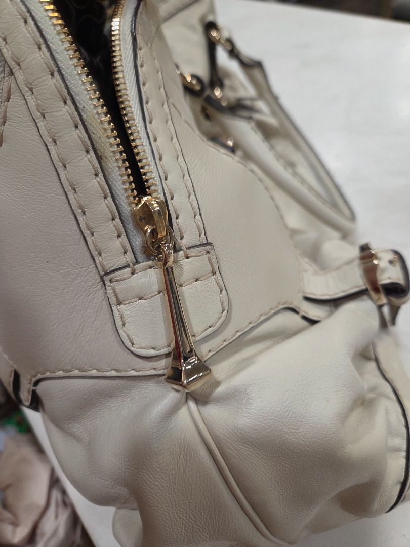 Gucci Ivory Leather Horsebit Nail Boston Handbag, Medium