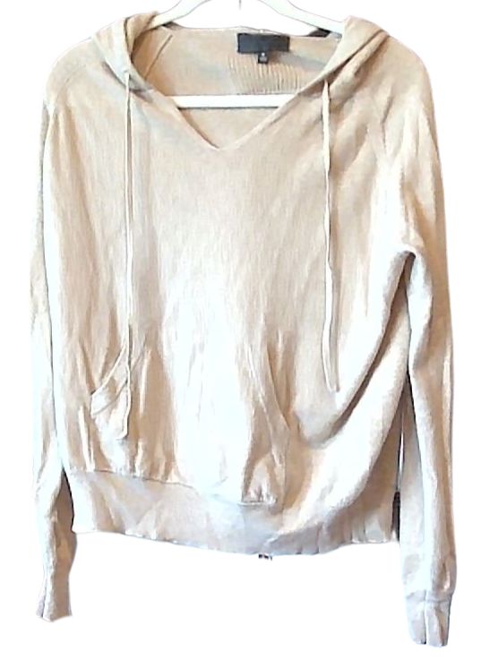 Nili Lotan Tan 100% Cashmere Knit Pullover Hoodie, M