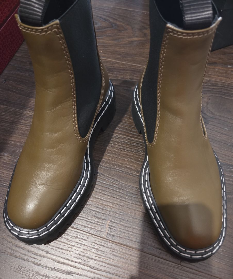 [Box in back] Proenza Schouler Khaki Lug Sole Chelsea Boots, 37