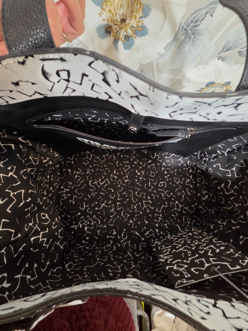 Jimmy Choo Black Eric Haze Graphic Print Shopper Tote NWT with Canvas Tote