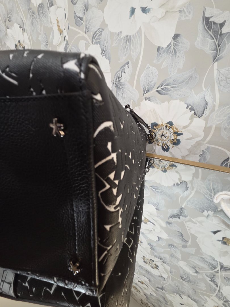 Jimmy Choo Black Eric Haze Graphic Print Shopper Tote NWT with Canvas Tote