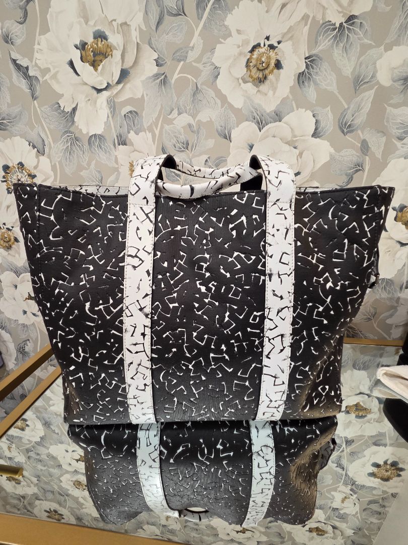 Jimmy Choo Black Eric Haze Graphic Print Shopper Tote NWT with