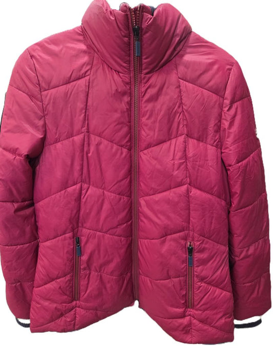Barbour Dark Pink Gangway Quilted Zip Puffer Coat Jacket, 8