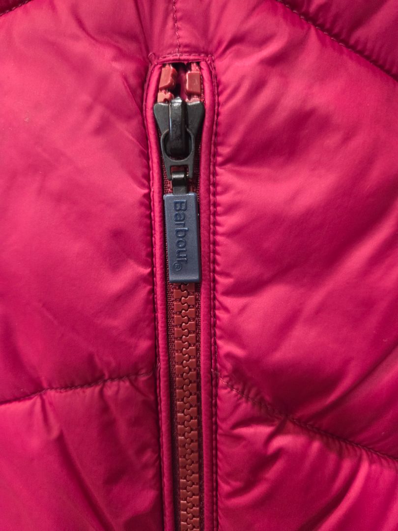 Barbour Dark Pink Gangway Quilted Zip Puffer Coat Jacket, 8
