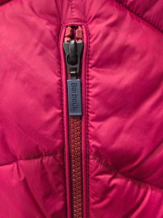 Barbour Dark Pink Gangway Quilted Zip Puffer Coat Jacket, 8