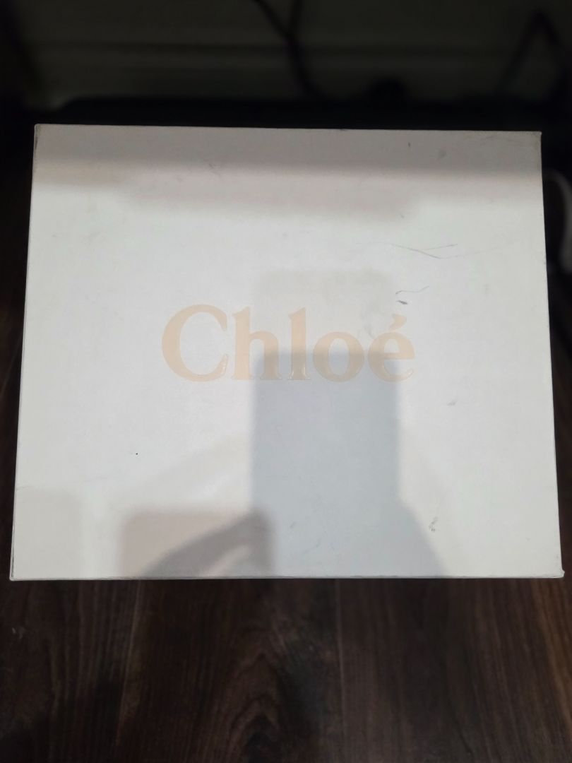 [Box above] Celine  Black Leather Stacked Heel Boots, 37.5