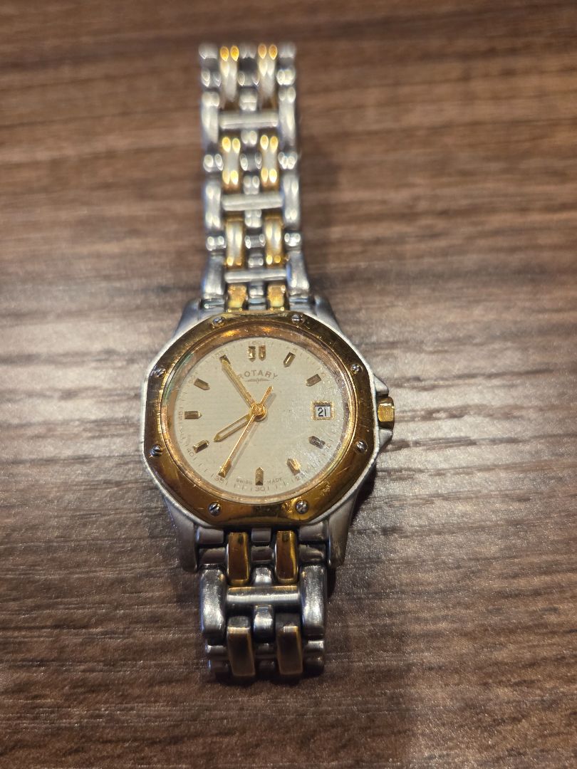 Rotary Silver Gold Monza Two-Tone Stainless Steel Watch