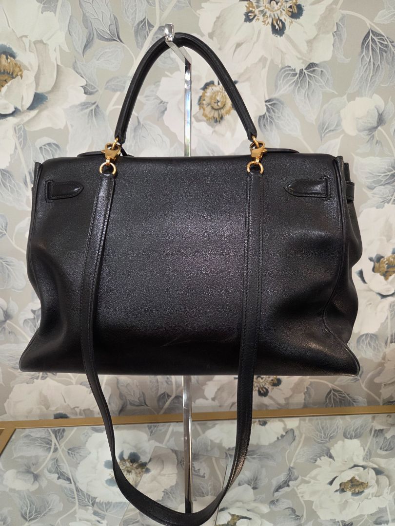 Hermès Black Kelly 35 Retourne Gold-Plated Bag