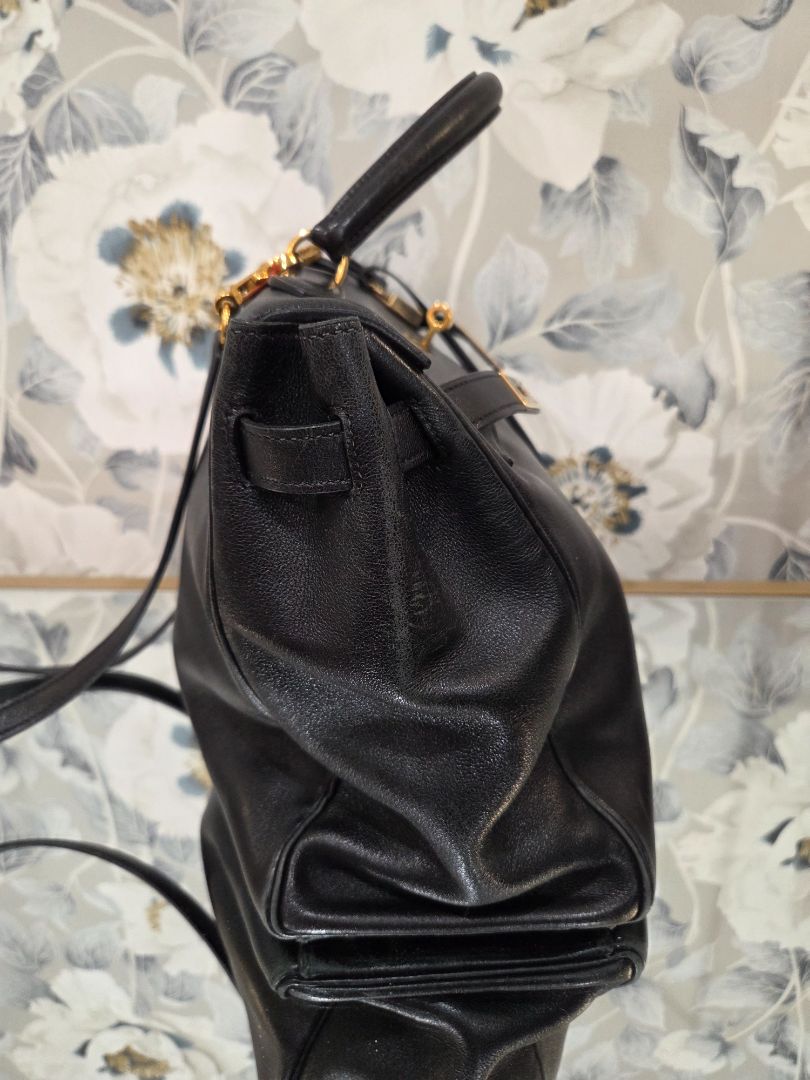 Hermès Black Kelly 35 Retourne Gold-Plated Bag
