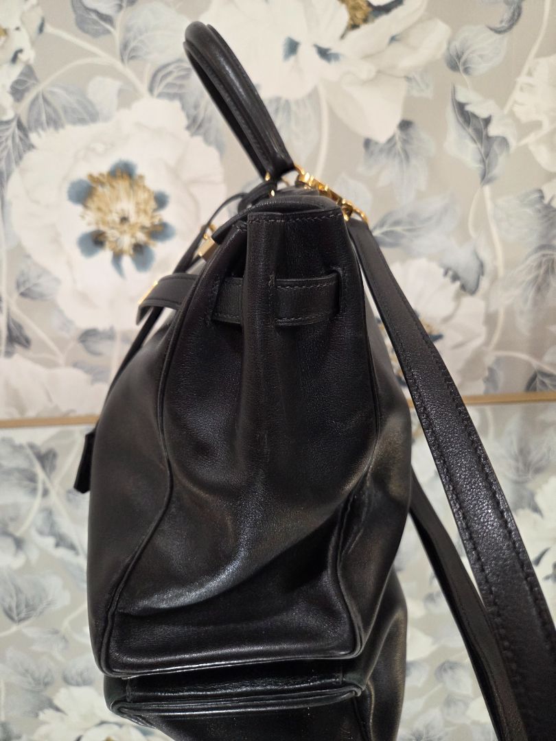 Hermès Black Kelly 35 Retourne Gold-Plated Bag