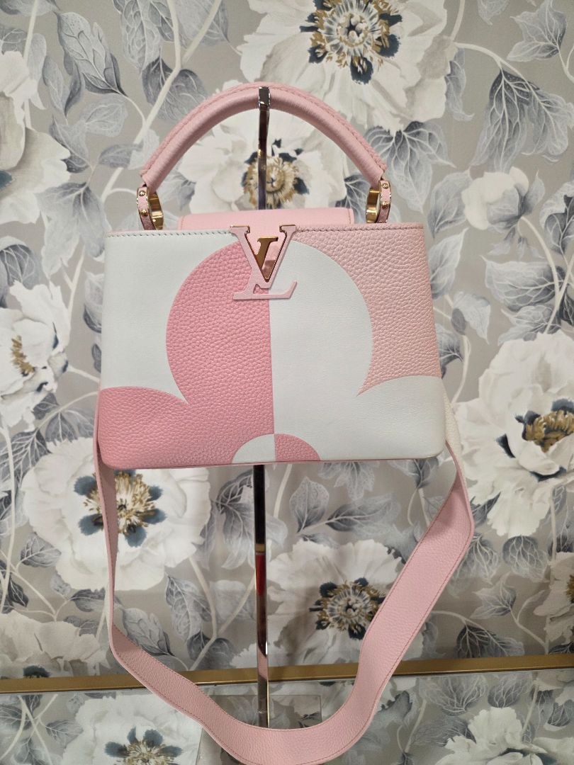 Louis Vuitton Pink Cream Taurillon Monogram Flower Capucines BB