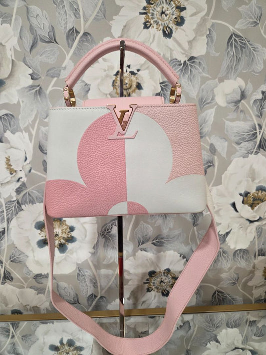 Louis Vuitton Pink Cream Taurillon Monogram Flower Capucines BB