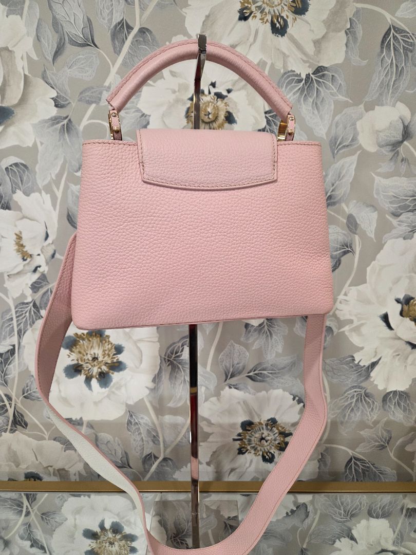 Louis Vuitton Pink Cream Taurillon Monogram Flower Capucines BB