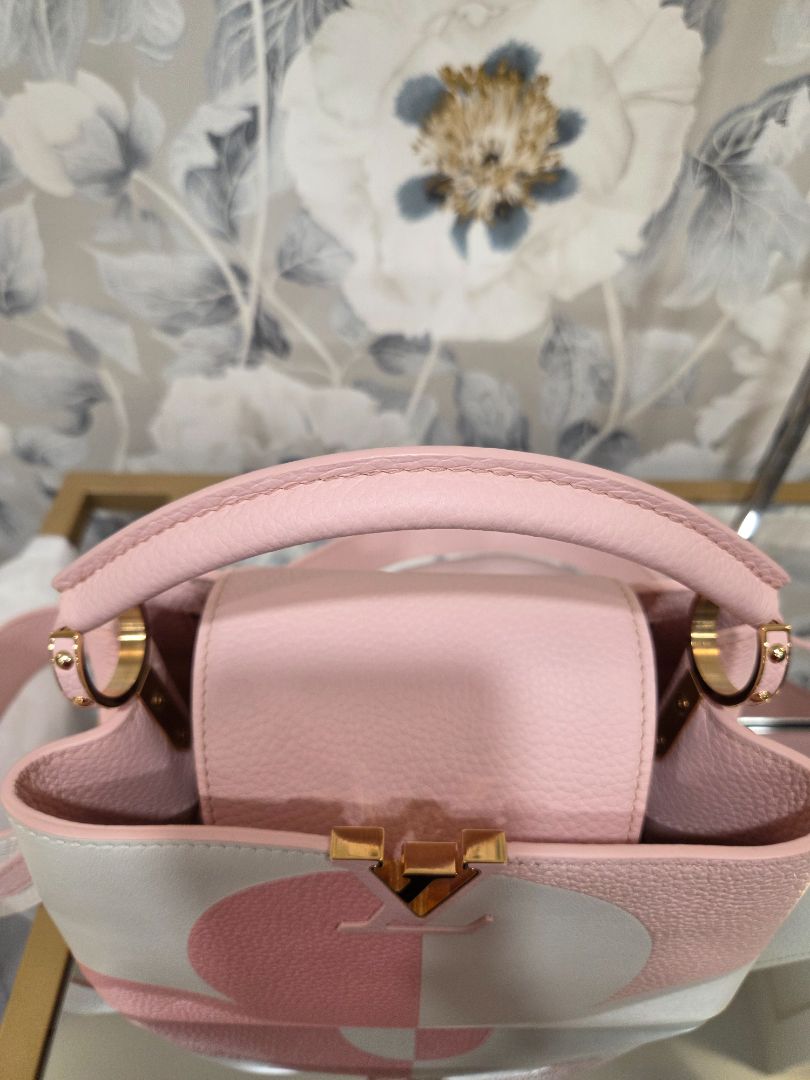 Louis Vuitton Pink Cream Taurillon Monogram Flower Capucines BB