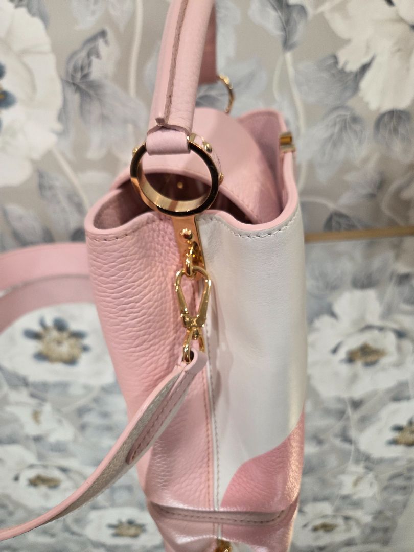 Louis Vuitton Pink Cream Taurillon Monogram Flower Capucines BB